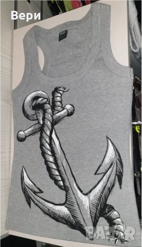 Нов дамски сив потник с трансферен печат Голяма котва, морски, снимка 5 - Потници - 28361587