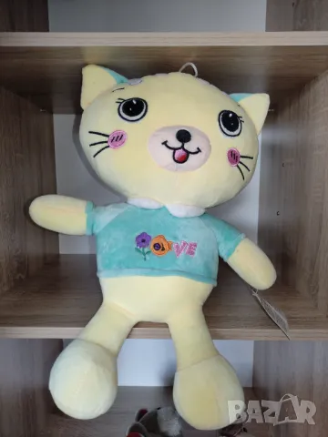 Плюшена играчка, Коте, Ново, С етикет, Жълт, 47 см