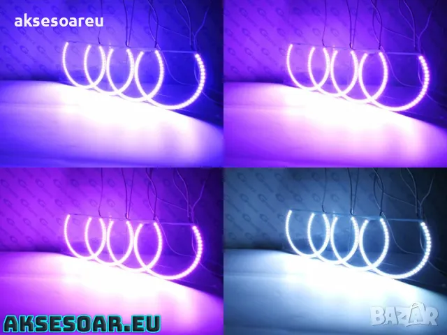 Ангелски очи многоцветни RGB LED Фарове Angel Eyes DRL за кола пръстени 4x131 mm за BMW, снимка 14 - Аксесоари и консумативи - 48040281