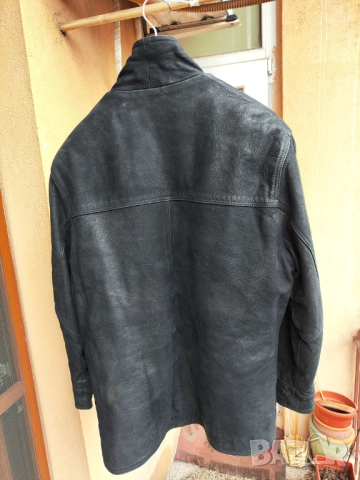 Кожено яке (набук) с вълнена подплата, черно, размер L , снимка 6 - Якета - 51878741