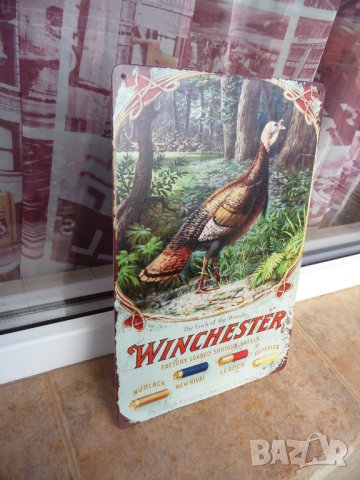 Метална табела разни патрони Уинчстер Winchester пуйка фазан лов пернати, снимка 2 - Декорация за дома - 43459724