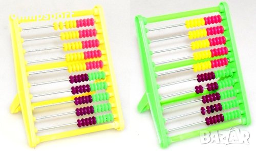 Ученическо сметало. Класическо сметало със 100 цветни топчета, групирани по 10 на ред., снимка 2 - Ученически пособия, канцеларски материали - 37852814