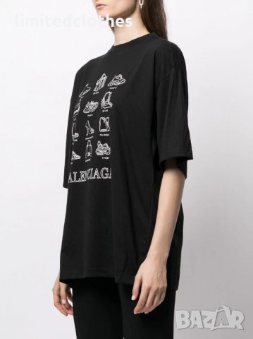 BALENCIAGA White Signature Styles Print Oversized Дамска / Мъжка Тениска size XS (L), снимка 2 - Тениски - 33457010