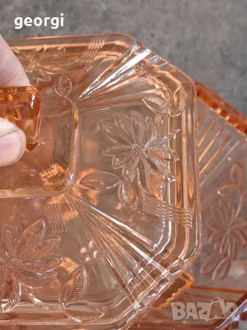 Стара стъклена бонбониера стил Art deco, снимка 4 - Други ценни предмети - 47747311
