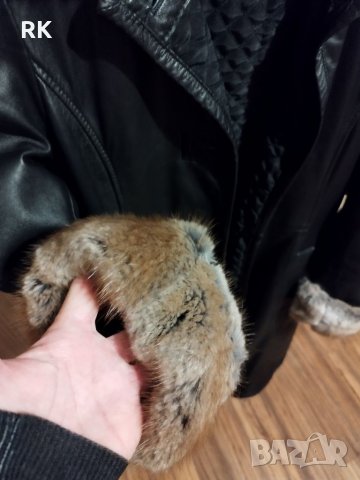 Черно кожено подплатено яке-палто от лицева кожа, снимка 3 - Палта, манта - 39341818