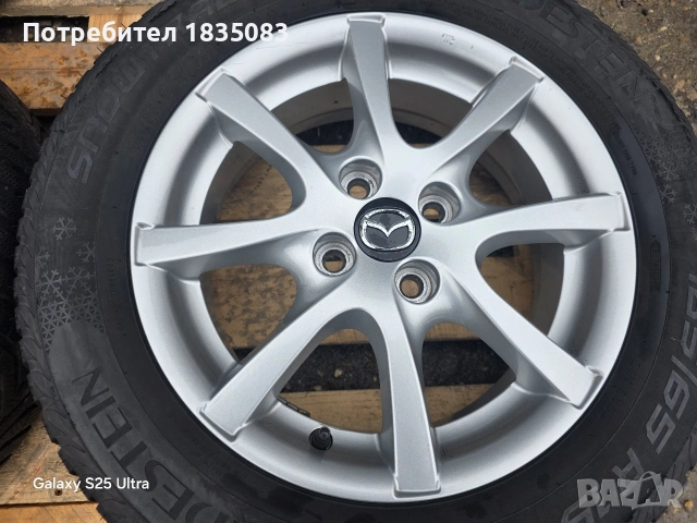Лети джанти 15ки 4х100 Mazda + зимни гуми 185/65/15 Vredestein, снимка 6 - Гуми и джанти - 53425590