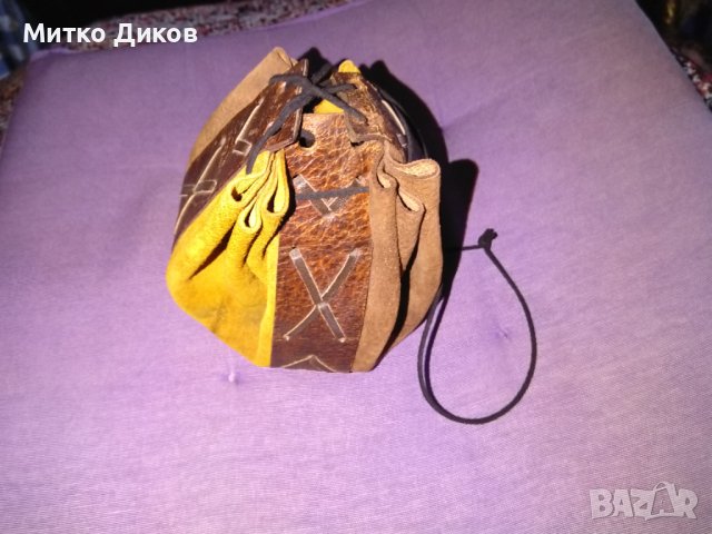 Торбичка за пендари други естествена кожа дебела Н-13см фи11см отлична, снимка 2 - Портфейли, портмонета - 43668716