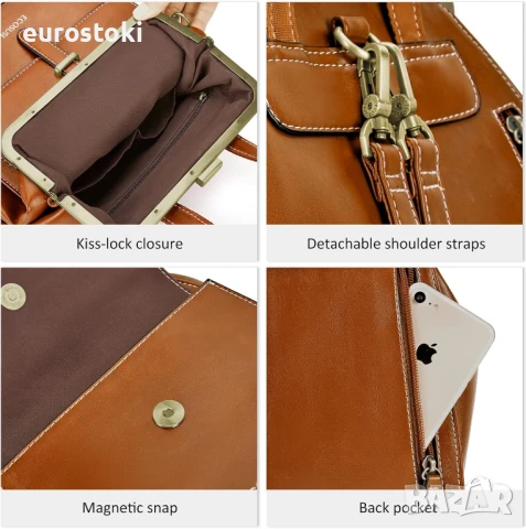 ECOSUSI Малка раница, чанта от изкуствена кожа, мини раница за пътуване, ежедневна дамска чанта , снимка 6 - Раници - 51345003