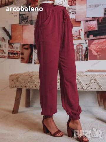 Дамски ежедневни панталони с шнурове с джоб, 5цвята, снимка 16 - Панталони - 40759609