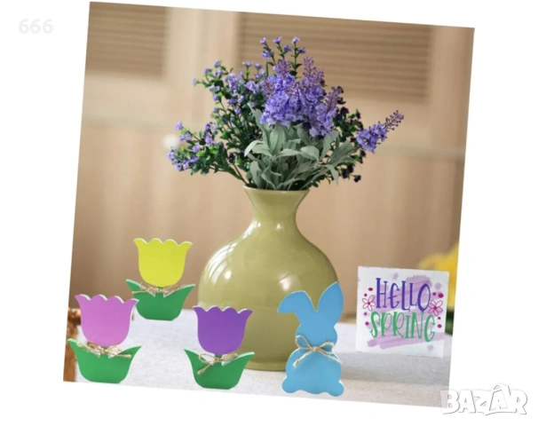 5 бр. дървени фигурки с цветен дизайн, снимка 6 - Други стоки за дома - 53576261