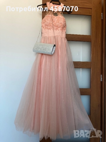 Бална рокля прасковен цвят, снимка 4 - Рокли - 51625966