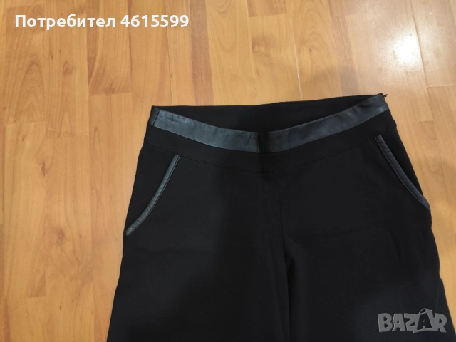 черен панталон с кожа, снимка 2 - Панталони - 53597620