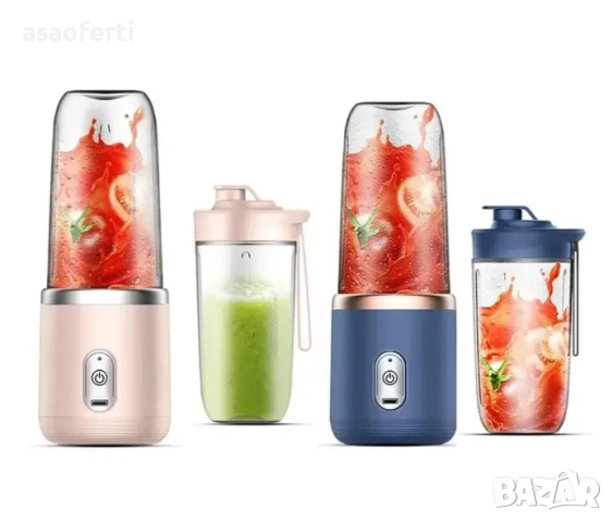 🥤 Преносим Блендер с 6 Остриета – Акумулаторен, USB Зареждане (За Шейкове/Смутита), снимка 4 - Други - 52556561