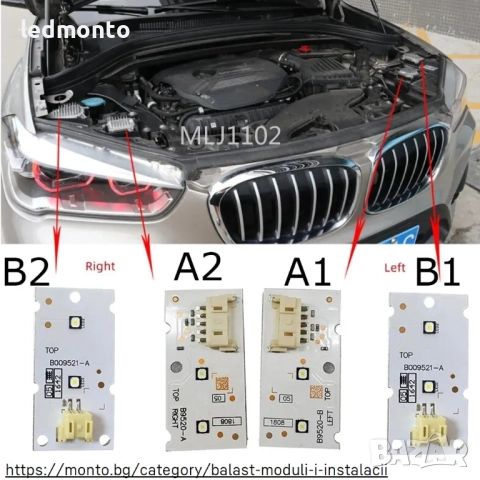 Модули за ангелски очи DRL за BMW X1 F48 (2017–2019) – OE 63117428791 / 63117428792