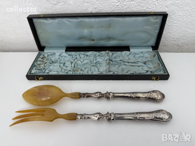 Френски сребърни прибори за салата. №7556, снимка 6 - Антикварни и старинни предмети - 52245472