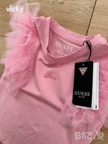 Детска тениска в розово Guess, размер 96-104см, снимка 3 - Детски тениски и потници - 51790953