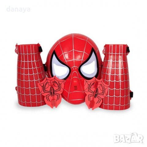 3404 Комплект маска на Спайдърмен с протектор и изстрелвачка паяк, снимка 1 - Други - 39077099