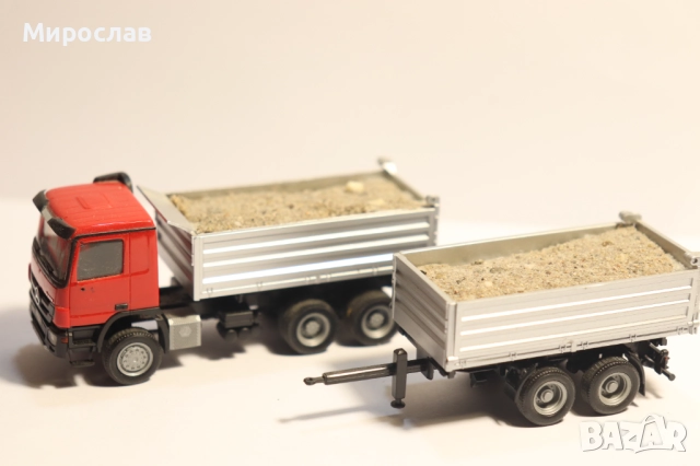 HERPA 1/87 H0 MERCEDES САМОСВАЛ ГОНДОЛА КАМИОН МОДЕЛ, снимка 10 - Колекции - 52725319