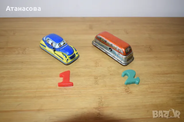 Механична метална ламаринена количка и автобус играчка, снимка 5 - Колекции - 47428127