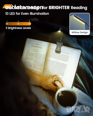 Лампа за четене в леглото, USB-C, снимка 3 - Настолни лампи - 52461665