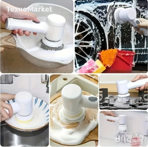 Мощна Електрическа 5-в-1 ротационна четка за почистване – безжична, акумулаторна, с 5 сменяеми г., снимка 3 - Други стоки за дома - 50671354