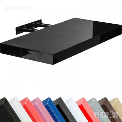 Стеннен рафт "Volto", рафт за стена, 70 см, черен гланц, снимка 4 - Етажерки - 34447434