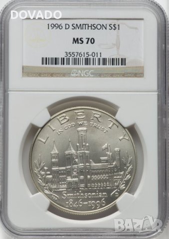 1996-D Smithsonian S$1 - NGC MS 70 - САЩ Сребърна Възпоменателна Монета Долар