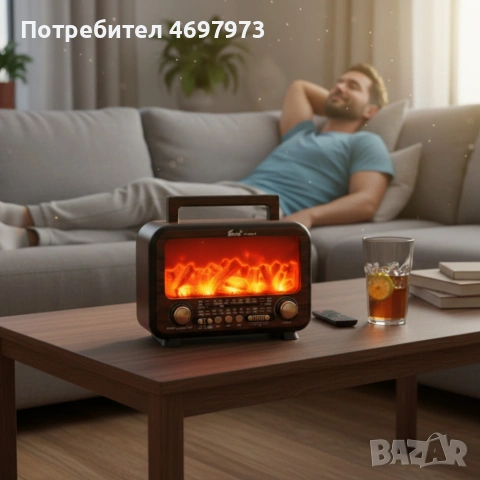 Соларно преносимо радио FP-2393-S - тип камина с горящи пламъци, снимка 5 - Други стоки за дома - 53354289