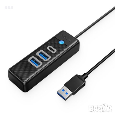 Orico хъб HUB USB3.0 3 port - 2 x USB3.0, 1 x Type C, Black - PWC2U-U3-015-BK, снимка 1