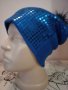 Синя шапка Сини пайети , снимка 2