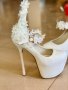 Бели сватбени / дизайнерски обувки, снимка 2