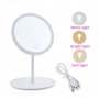 Настолно кръгло огледало с 3 режима на светене и акумулаторна батерия с USB зареждане, снимка 2