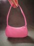 Текстилна малка дамска чанта за рамо в розов цвят, снимка 3