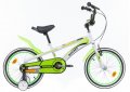 Детско колело BMX ROCKET 18 инча - бяло/зелено, помощни гуми