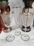 Комплект от 6 чаши кристалин BOHEMIA със сребърен кант, снимка 1 - Сервизи - 35404245