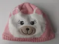 Мека розова зимна детска шапка с мече, снимка 4