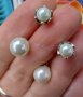 Сребърни обеци с естествени бели сладководни перли / проба s925 , снимка 1