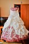 А - линия уникална сватбена рокля с бродерия бордо, снимка 1 - Сватбени рокли - 28128040