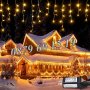 Коледна завеса 3 м жълта светлина, коледна украса, коледни лампички, снимка 1 - Декорация за дома - 43192913