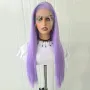 Светло лилава права синтетична перука с дантелена предна част лейс фронт, снимка 9
