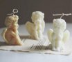 3D Голям седящ замислен ангел силиконов молд форма калъп гипс декор свещ