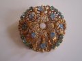 Брошка  филигран със  кристал  Чехословакия  маркирана, снимка 3