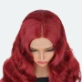 Тъмно червена бордо синтетична перука с дантела, снимка 2