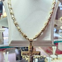 Златен синджир с кръст, снимка 1 - Колиета, медальони, синджири - 37521192