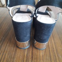 Дамски сандали от черен велур платформа размер 36 , снимка 4 - Сандали - 28834739