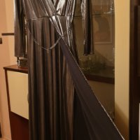 Официална дълга рокля Mango цвят старо сребро  , снимка 2 - Рокли - 27180313