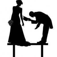 Дама и господин поклон с шапка пластмасов топер украса табела за сватбена сватба торта, снимка 1 - Други - 28294028