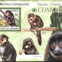 Чист блок Фауна Лемури 2009 от Коморски острови, снимка 1 - Филателия - 33148295