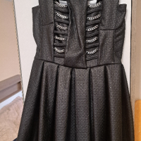 Черна кожена рокля Megz, снимка 1 - Рокли - 44877769