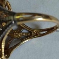 Уникална изработка на златен пръстен със сребро и инкрустирани малки диаманти, снимка 6 - Пръстени - 40531045
